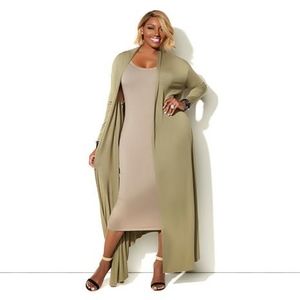 NENE By Nene Leakes Lightweight Glam maxi cardigan & knit Tank top Set🫒 ( HSN )